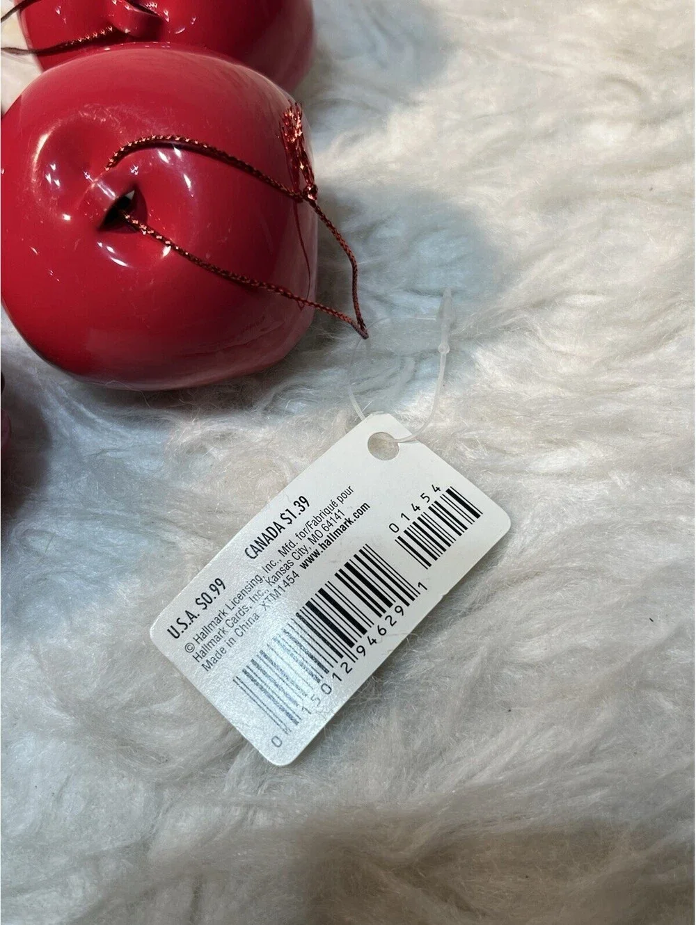 Hallmark Bell Ornament 4 Large Glossy Red Jingle Bells